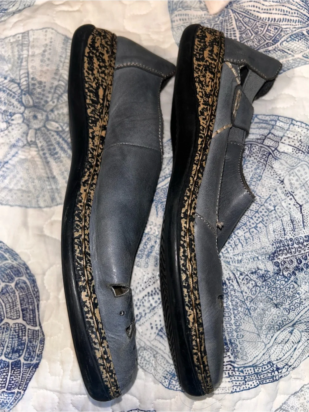 Rieker Blue Leather Cutout Comfort Flats